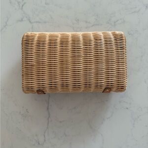 J Crew Tan Woven Straw Women's Clutch with Magnetic Closure